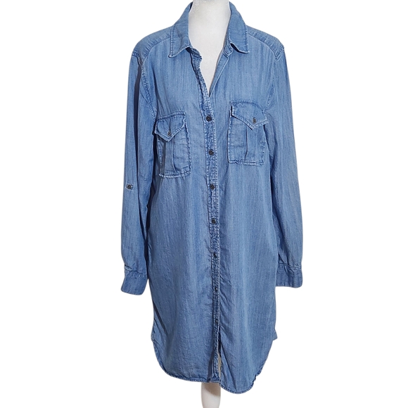 Philosophy Chambray Mini Shirt Dress Size Medium Chambray Dress - Picture 1 of 8